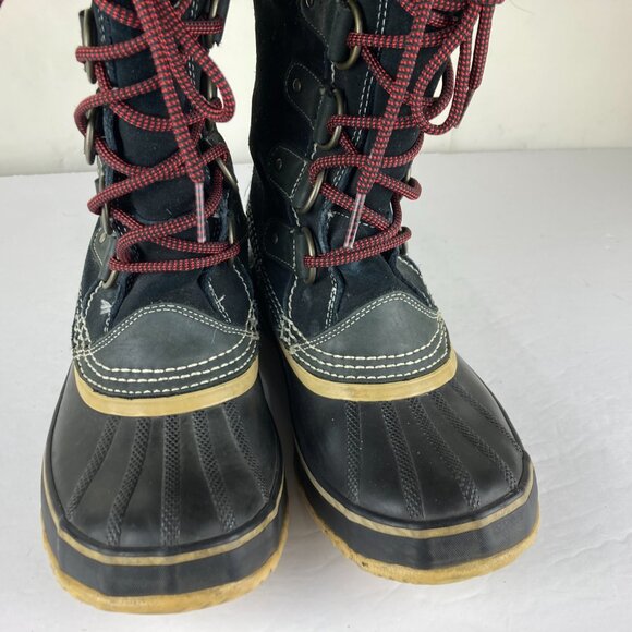 Sorel Joan Arctic Womens Sz 7 Black Suede Leather Tall Winter Snow Boots - Picture 7 of 14